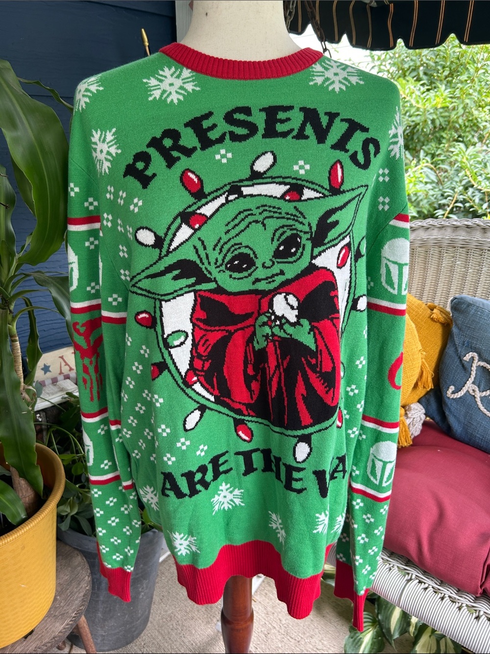Kelly Green Baby Yoda Ugly Christmas Sweater